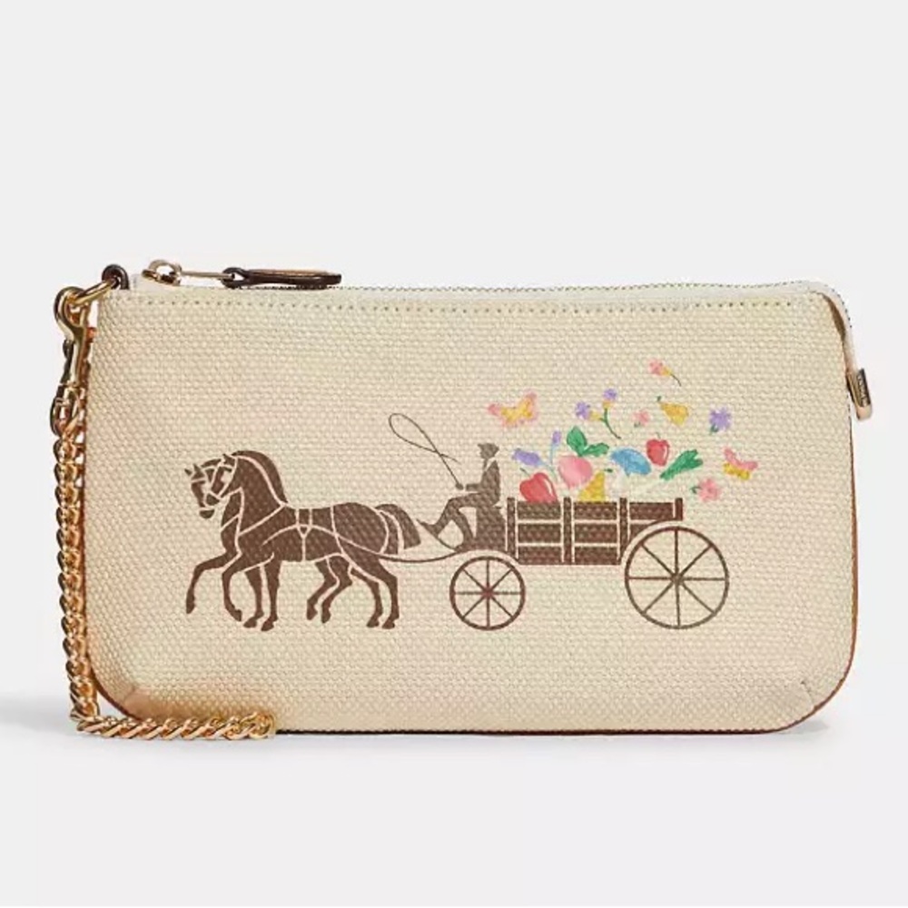 Coach Dreamy Veggie Horse and Carriage Gold Chain Wristlet